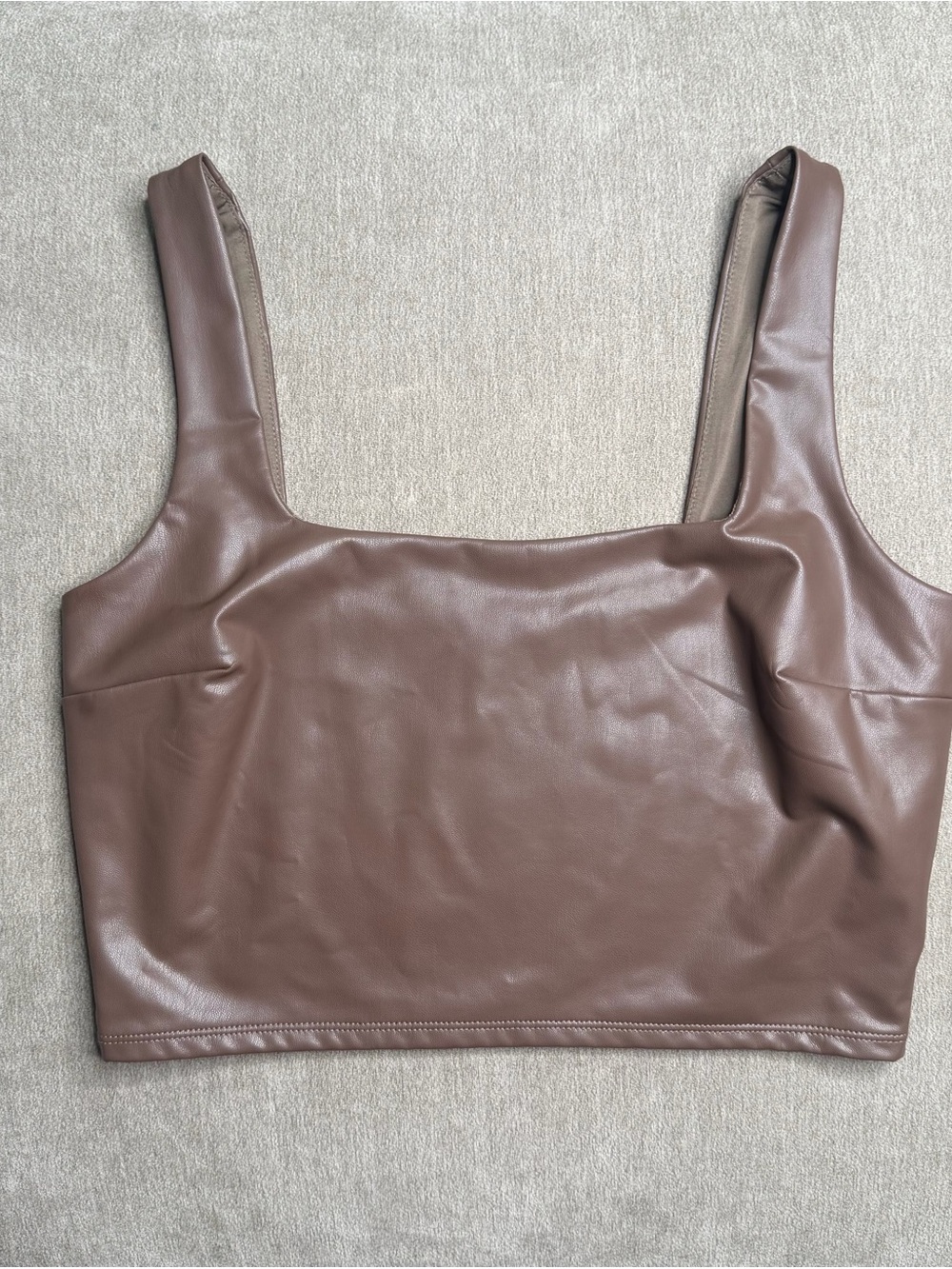 Fashion Nova Brown Faux Leather Crop Top